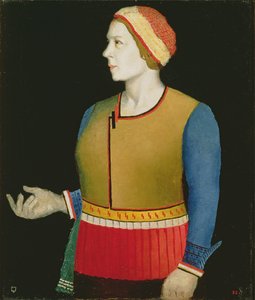 Portræt af Natalya Andreevna Malevich (f. Manchenka) (f.1902) kunstnerens kone, 1933